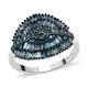 925 Sterling Silver Natural Blue Diamond Cluster Ring Jewelry Gift Size 7 Ct 1