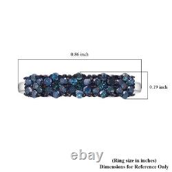 925 Sterling Silver Natural Blue Diamond Flower Ring Jewelry Gift Size 10 Ct 0.5