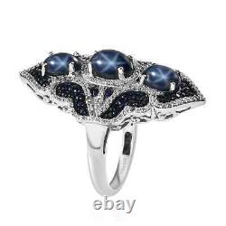 925 Sterling Silver Natural Blue Star Sapphire Ring Jewelry Gift Ct 6.6