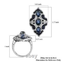 925 Sterling Silver Natural Blue Star Sapphire Ring Jewelry Gift Ct 6.6
