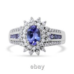 925 Sterling Silver Natural Blue Tanzanite Cocktail Ring Jewelry Size 8 Ct 1.5