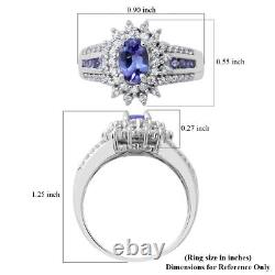 925 Sterling Silver Natural Blue Tanzanite Cocktail Ring Jewelry Size 8 Ct 1.5