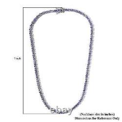 925 Sterling Silver Natural Blue Tanzanite Tennis Necklace Gift Size 18 Ct 20.6