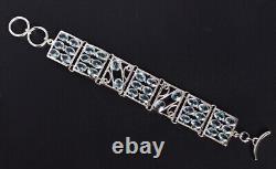 925 Sterling Silver Natural Blue Topaz Gemstone Wide Bracelet Jewelry Gift Women