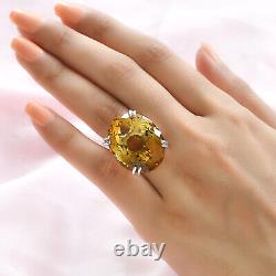 925 Sterling Silver Natural Citrine Solitaire Ring Jewelry Gift Size 10 Ct 50