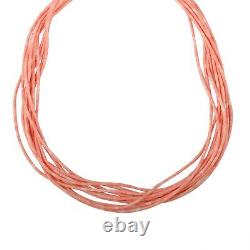 925 Sterling Silver Natural Coral Necklace Jewelry Gift for Women Size 18