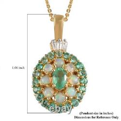 925 Sterling Silver Natural Emerald Opal Pendant Necklace Gift Size 20 Ct 2.3