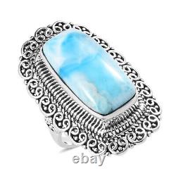 925 Sterling Silver Natural Larimar Solitaire Ring Jewelry Gift Size 10 Ct 11.8