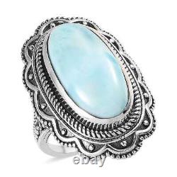925 Sterling Silver Natural Larimar Solitaire Ring Jewelry Gift Size 6 Ct 10