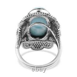 925 Sterling Silver Natural Larimar Solitaire Ring Jewelry Gift Size 6 Ct 10