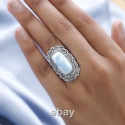 925 Sterling Silver Natural Larimar Solitaire Ring Jewelry Gift Size 6 Ct 11.8
