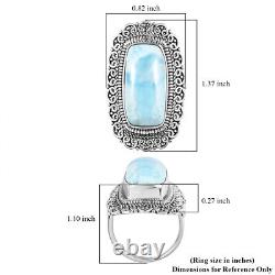 925 Sterling Silver Natural Larimar Solitaire Ring Jewelry Gift Size 6 Ct 11.8