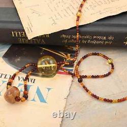 925 Sterling Silver Natural Multi Colored Amber Necklace Jewelry Gift Size 28