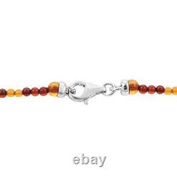 925 Sterling Silver Natural Multi Colored Amber Necklace Jewelry Gift Size 28