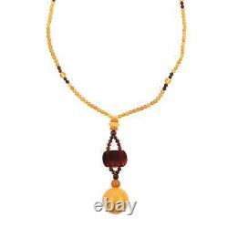 925 Sterling Silver Natural Multi Colored Amber Necklace Jewelry Gift Size 29