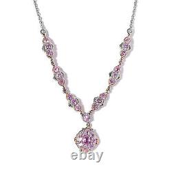 925 Sterling Silver Natural Pink Sapphire Necklace Jewelry Gift Size 18 Ct 2.9