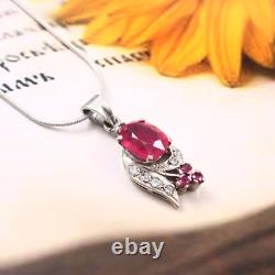 925 Sterling Silver Natural Ruby Pendant Handmade Jewelry Gift For Man & Women