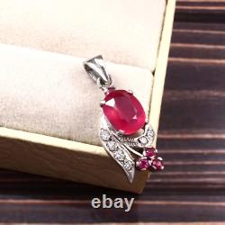 925 Sterling Silver Natural Ruby Pendant Handmade Jewelry Gift For Man & Women