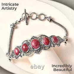 925 Sterling Silver Natural Thulite Bracelet Jewelry Gift Size 7.25 Ct 17.4