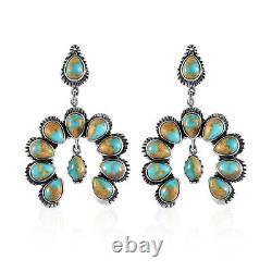 925 Sterling Silver Natural Turquoise Dangle Drop Earrings Jewelry Gift Ct 15.7