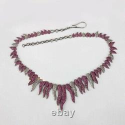 925 Sterling Silver Necklace Studded Natural Ruby&Pave Diamond Gift Jewelry DJ