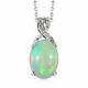 925 Sterling Silver Opal Diamond Pendant Necklace Jewelry Gift Size 20'' Ct 3.9