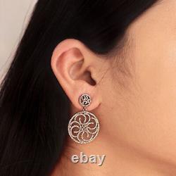 925 Sterling Silver Pave Diamond Dangle Earring Handmade Designer Jewelry Gift