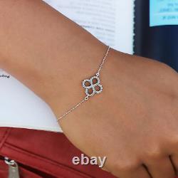 925 Sterling Silver Pave Natural Diamond Bracelet Jewelry Gift Her