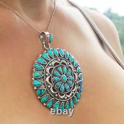 925 Sterling Silver Pendant with Blue Opal Stone Handmade Women VY Jewelry Gift