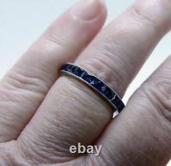 925 Sterling Silver Perfect Art Deco Engagement Gift Eternity Band 5 Ct Sapphire