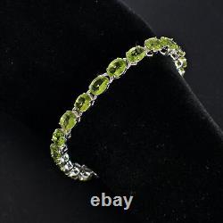 925 Sterling Silver Peridot Tennis Bracelet Fine Jewelry Gift For Christmas