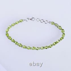 925 Sterling Silver Peridot Tennis Bracelet Fine Jewelry Gift For Christmas