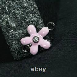 925 Sterling Silver Pink Enamel Diamond Connector Finding Jewelry Gift MN