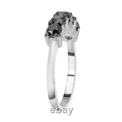 925 Sterling Silver Platinum Over Black Diamond Ring Jewelry Gift Size 5 Ct 2