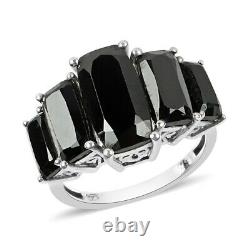 925 Sterling Silver Platinum Over Black Spinel Ring Jewelry Gift Size 8 Ct 9.3