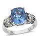 925 Sterling Silver Platinum Over Blue Fluorite Ring Jewelry Gift Size 9 Ct 5.5