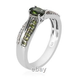 925 Sterling Silver Platinum Over Chrome Diopside Ring Jewelry Gift Size 7 Ct 1