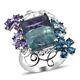 925 Sterling Silver Platinum Over Fluorite Ring Jewelry Gift Size 9.5 Ct 13.2
