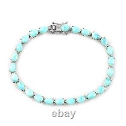 925 Sterling Silver Platinum Over Larimar Bracelet Jewelry Gift Size 8 Ct 21.2