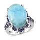 925 Sterling Silver Platinum Over Larimar Iolite Ring Jewelry Gift Size 6 Ct 12