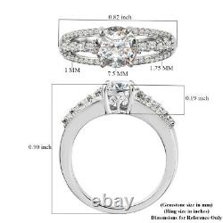 925 Sterling Silver Platinum Over Moissanite Ring Jewelry Gift Ct 1.5