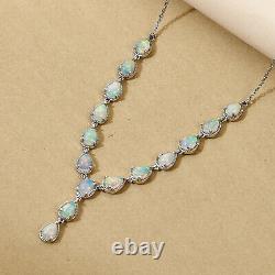 925 Sterling Silver Platinum Over Opal Necklace Gift Jewelry Size 18 Ct 6.9