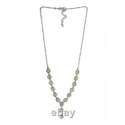 925 Sterling Silver Platinum Over Opal Necklace Gift Jewelry Size 18 Ct 6.9