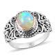 925 Sterling Silver Platinum Over Opal Solitaire Ring Jewelry Gift Size 9 Ct 1.6