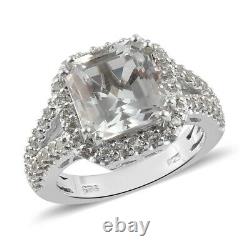 925 Sterling Silver Platinum Over White Topaz Ring Jewelry Gift Size 7 Ct 4.1
