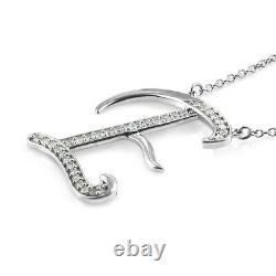 925 Sterling Silver Platinum Over Zircon Necklace Jewelry Gift Size 20 Ct 0.5