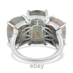 925 Sterling Silver Platinum Plated 3 Stone Ring Jewelry Gift Size 10 Ct 16.5