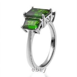 925 Sterling Silver Platinum Plated 3 Stone Ring Jewelry Gift Size 10 Ct 2.7