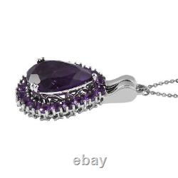 925 Sterling Silver Platinum Plated Amethyst Necklace Jewelry Gift Size 18 Ct
