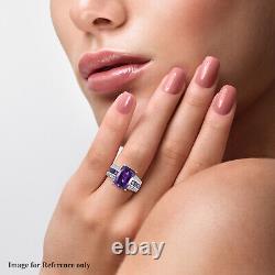 925 Sterling Silver Platinum Plated Amethyst Ring Jewelry for Women Size 10 Ct
